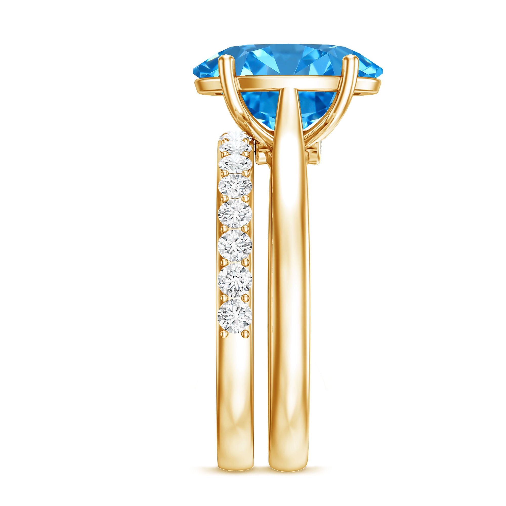 Rosec Jewels-Lab Grown Blue Diamond 3 Carat Oval Bridal Ring Set with IGI Certificate