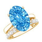 Rosec Jewels-IGI Certified 4 Carat Oval Lab Grown Blue Diamond Engagement Ring with Enhancer