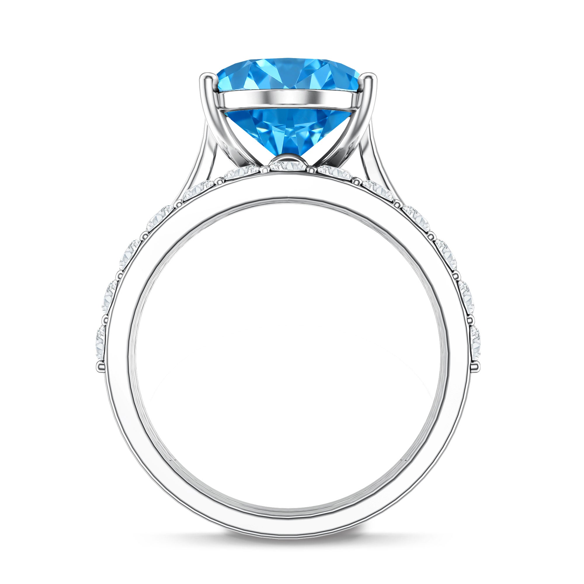 Rosec Jewels-5 Carat Oval Lab Grown Blue Diamond Engagement Ring and Wedding Band with IGI Certificate