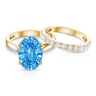 Rosec Jewels-5 Carat Oval Lab Grown Blue Diamond Engagement Ring and Wedding Band with IGI Certificate