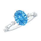 Rosec Jewels-Oval Shaped 1 Carat Lab Grown Blue Diamond Solitaire Ring with IGI Certificate