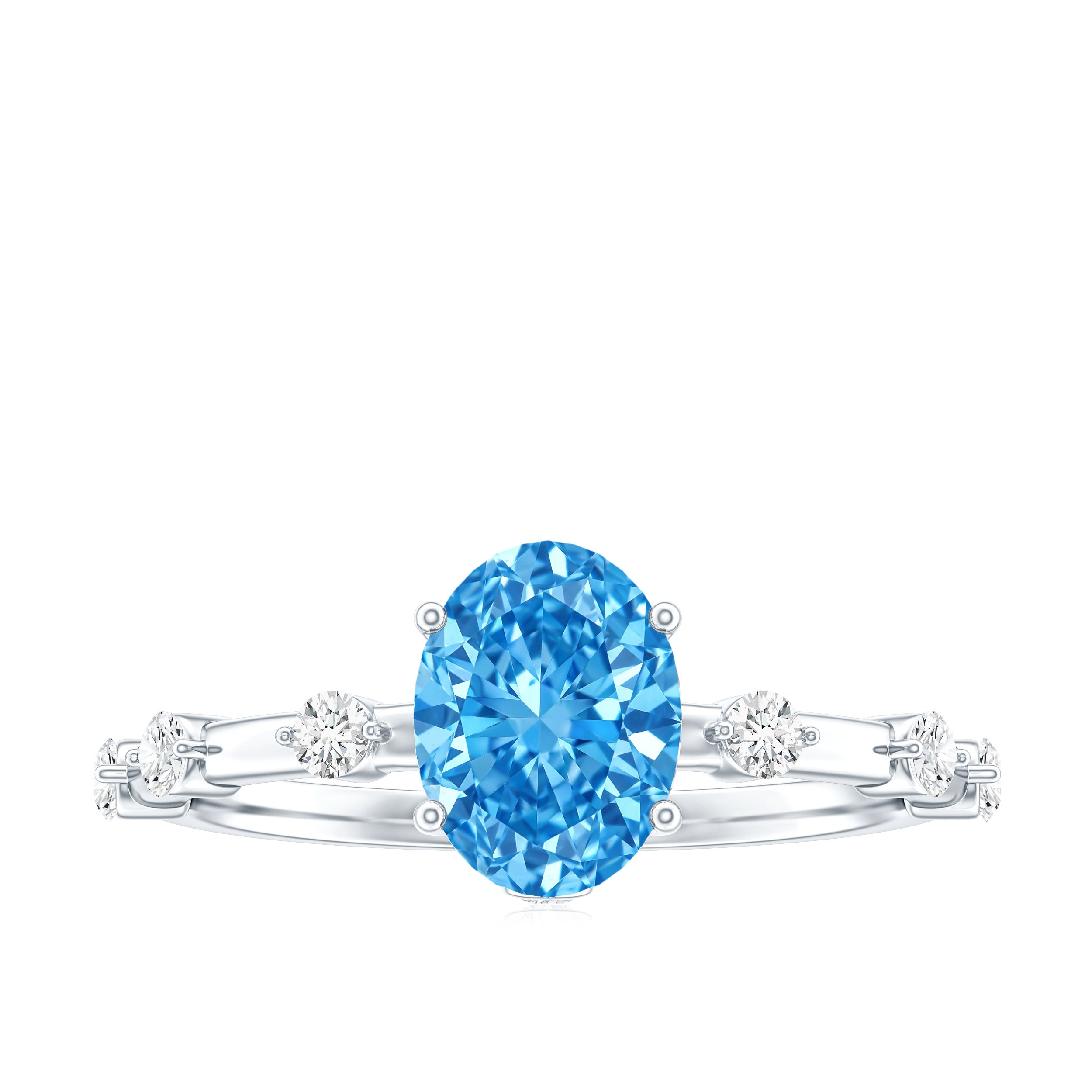 Rosec Jewels-Oval Shaped 1 Carat Lab Grown Blue Diamond Solitaire Ring with IGI Certificate
