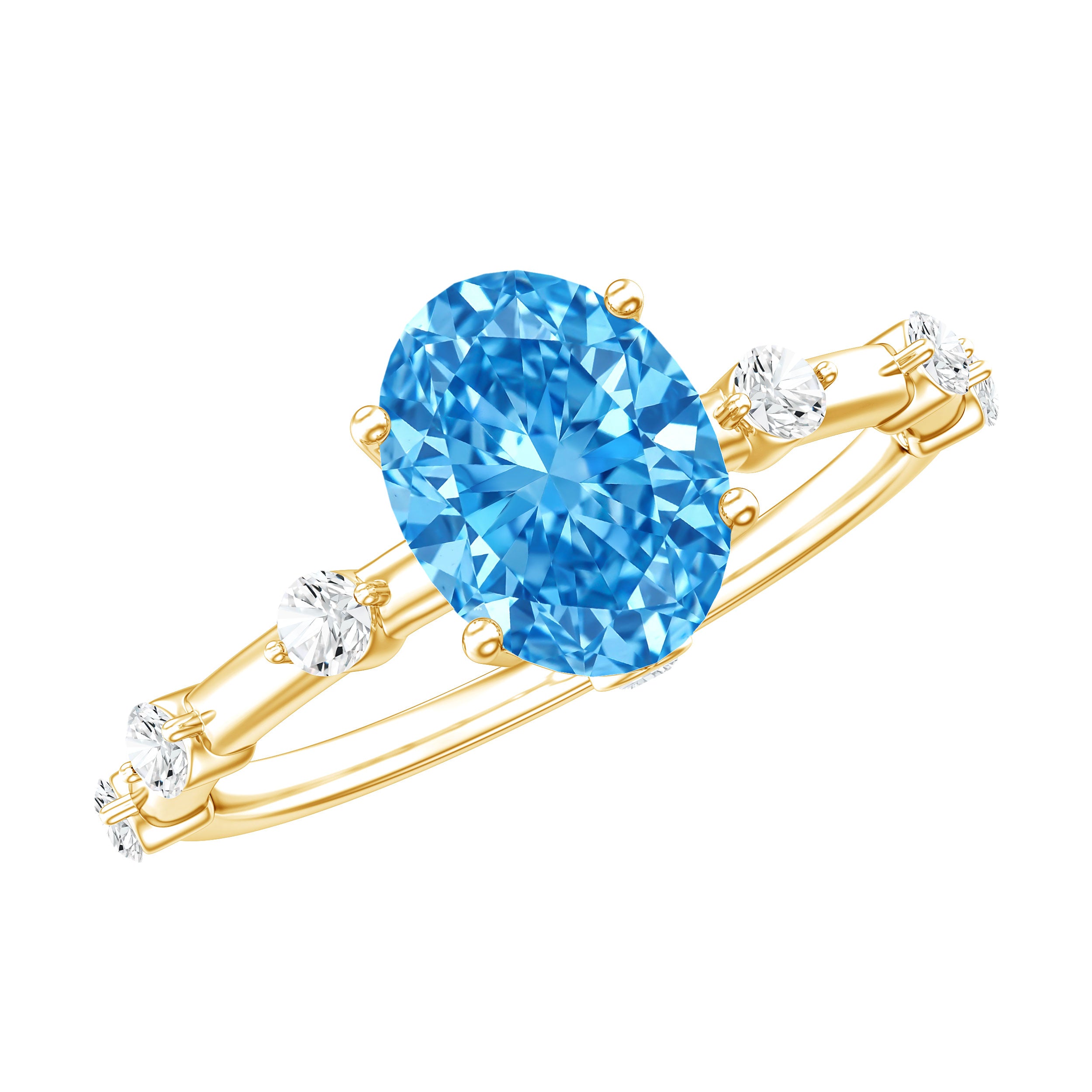 Rosec Jewels-Oval Shaped 1 Carat Lab Grown Blue Diamond Solitaire Ring with IGI Certificate