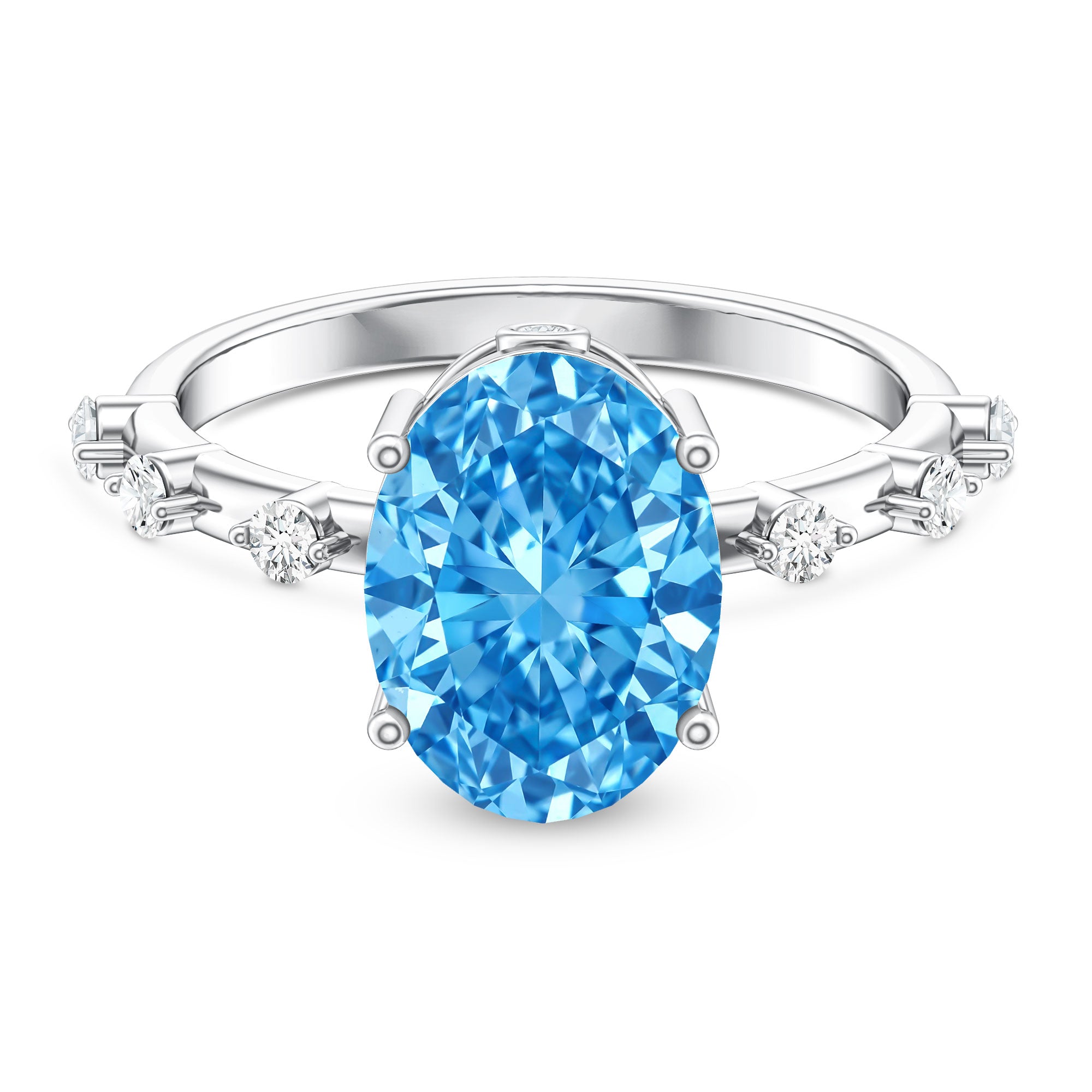 Rosec Jewels-IGI Certified 3 Carat Lab Created Oval Blue Diamond Engagement Ring