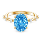 Rosec Jewels-IGI Certified 3 Carat Lab Created Oval Blue Diamond Engagement Ring