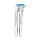 Rosec Jewels-Oval Shaped 1 Carat Lab Grown Blue Diamond Bridal Ring Set IGI Certified