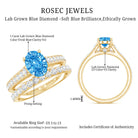 Rosec Jewels-Oval Shaped 1 Carat Lab Grown Blue Diamond Bridal Ring Set IGI Certified