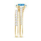 Rosec Jewels-Oval Shaped 1 Carat Lab Grown Blue Diamond Bridal Ring Set IGI Certified