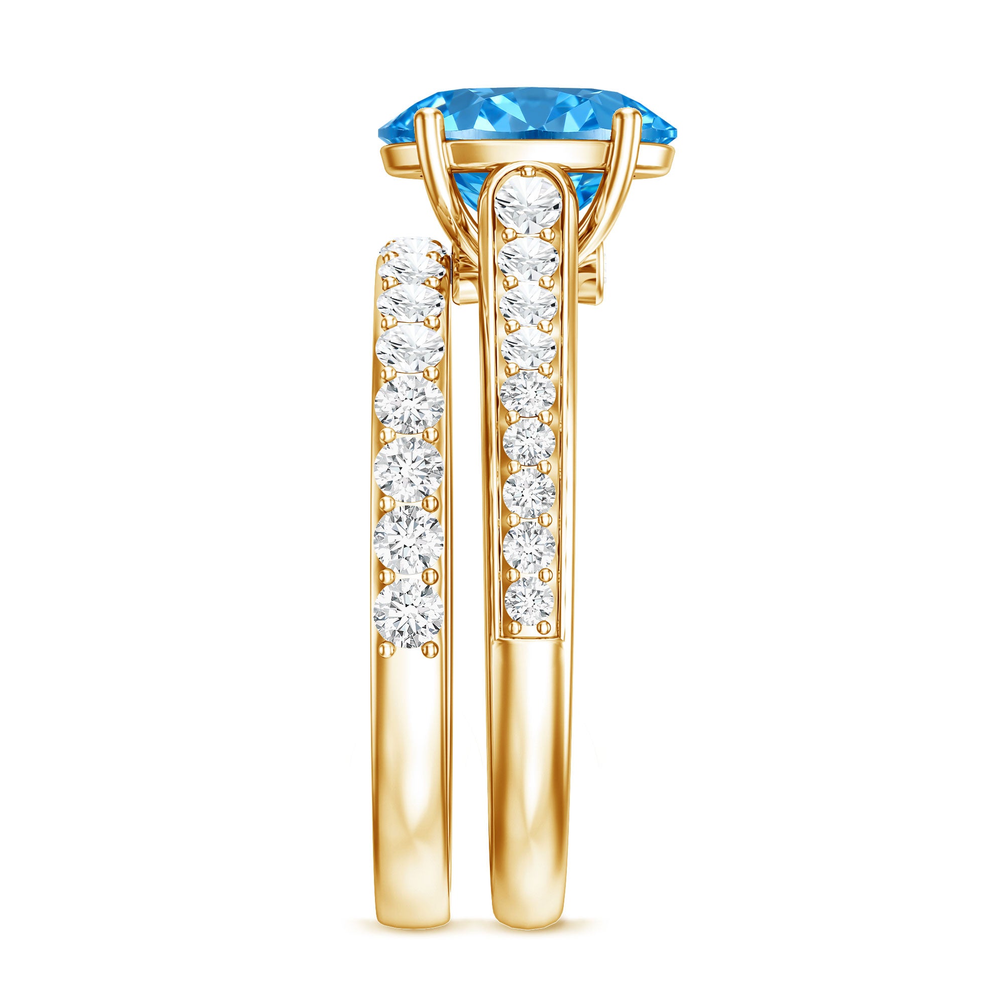 Rosec Jewels-IGI Certified Lab Grown 2 Carat Blue Diamond Oval Engagement Ring with Enhancer