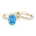 Rosec Jewels-3 Carat Lab Grown Blue Diamond Oval Wedding Ring Set with IGI Certificate