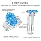 Rosec Jewels-IGI Certified 4 Carat Oval Shape Lab Grown Blue Diamond Bridal Ring Set for Her