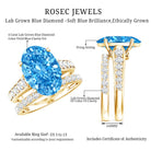 Rosec Jewels-IGI Certified 4 Carat Oval Shape Lab Grown Blue Diamond Bridal Ring Set for Her