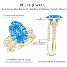 Rosec Jewels-IGI Certified 5 Carat Lab Grown Blue Diamond Oval Shaped Wedding Ring Set