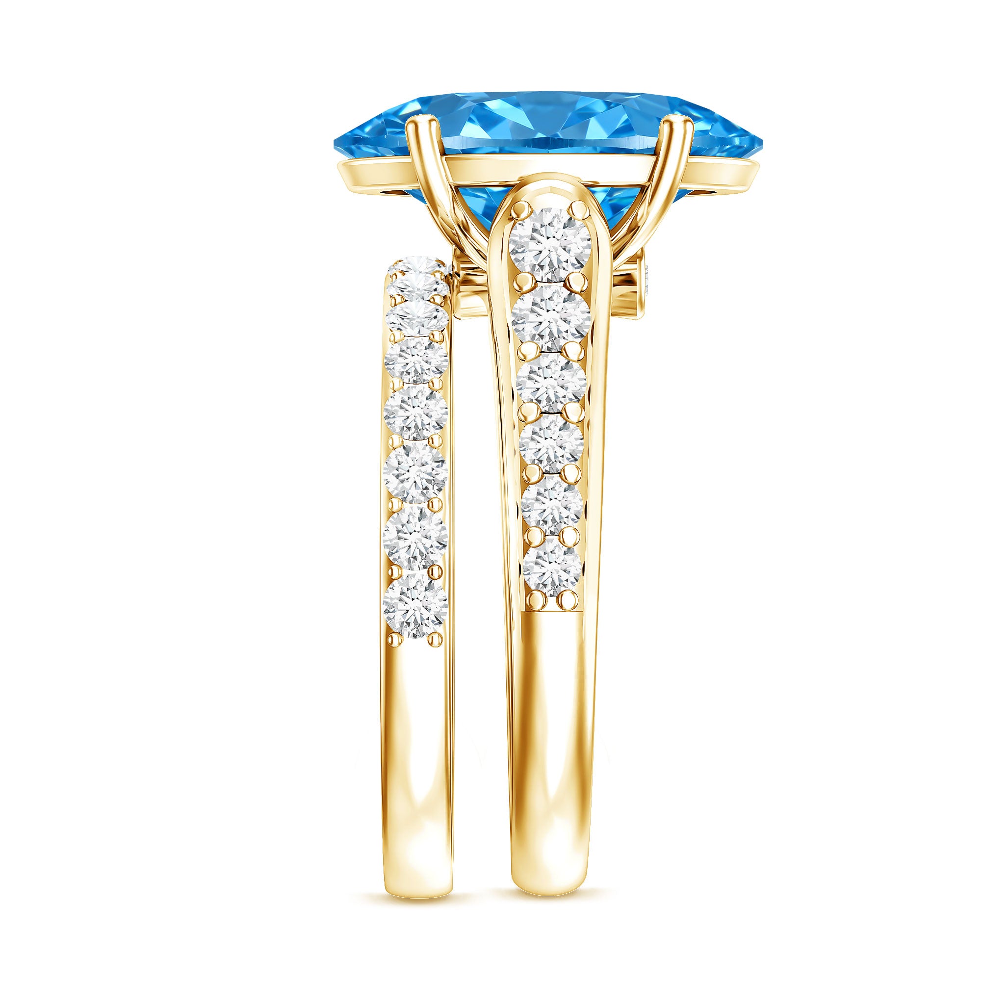 Rosec Jewels-IGI Certified 5 Carat Lab Grown Blue Diamond Oval Shaped Wedding Ring Set