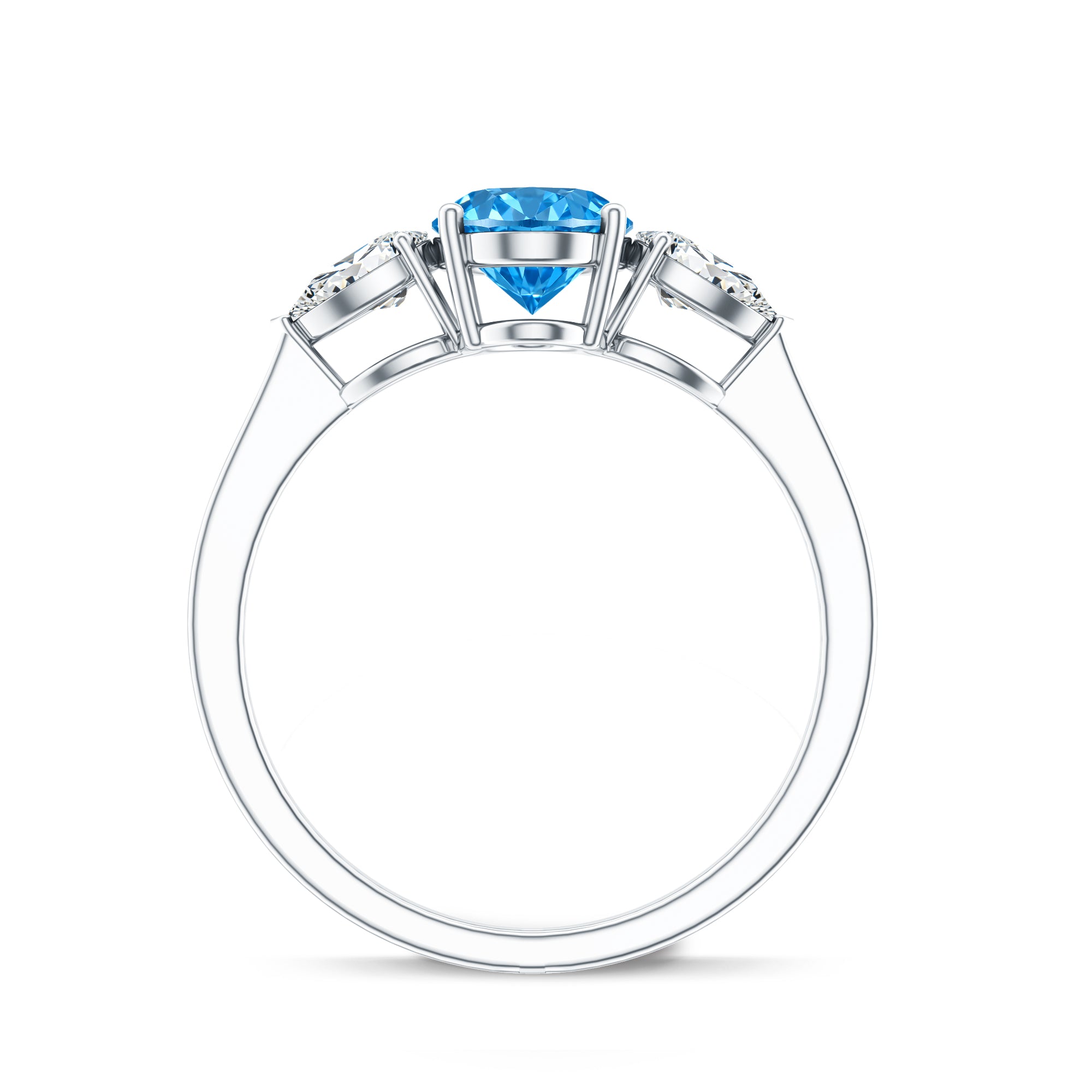 Rosec Jewels-IGI Certified 1 Carat Lab Grown Blue and White Diamond Three Stone Engagement Ring