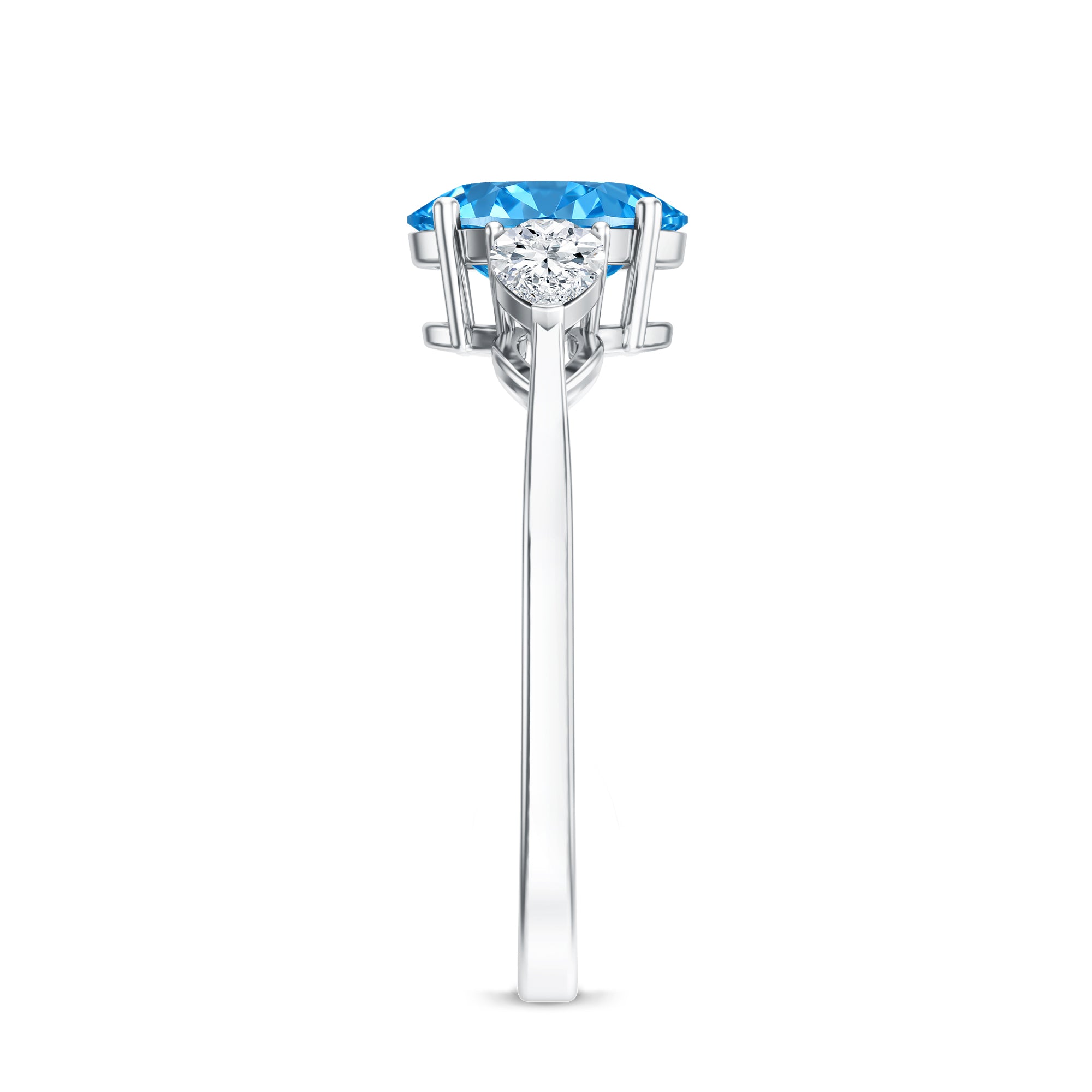 Rosec Jewels-IGI Certified 1 Carat Lab Grown Blue and White Diamond Three Stone Engagement Ring