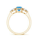 Rosec Jewels-IGI Certified 1 Carat Lab Grown Blue and White Diamond Three Stone Engagement Ring