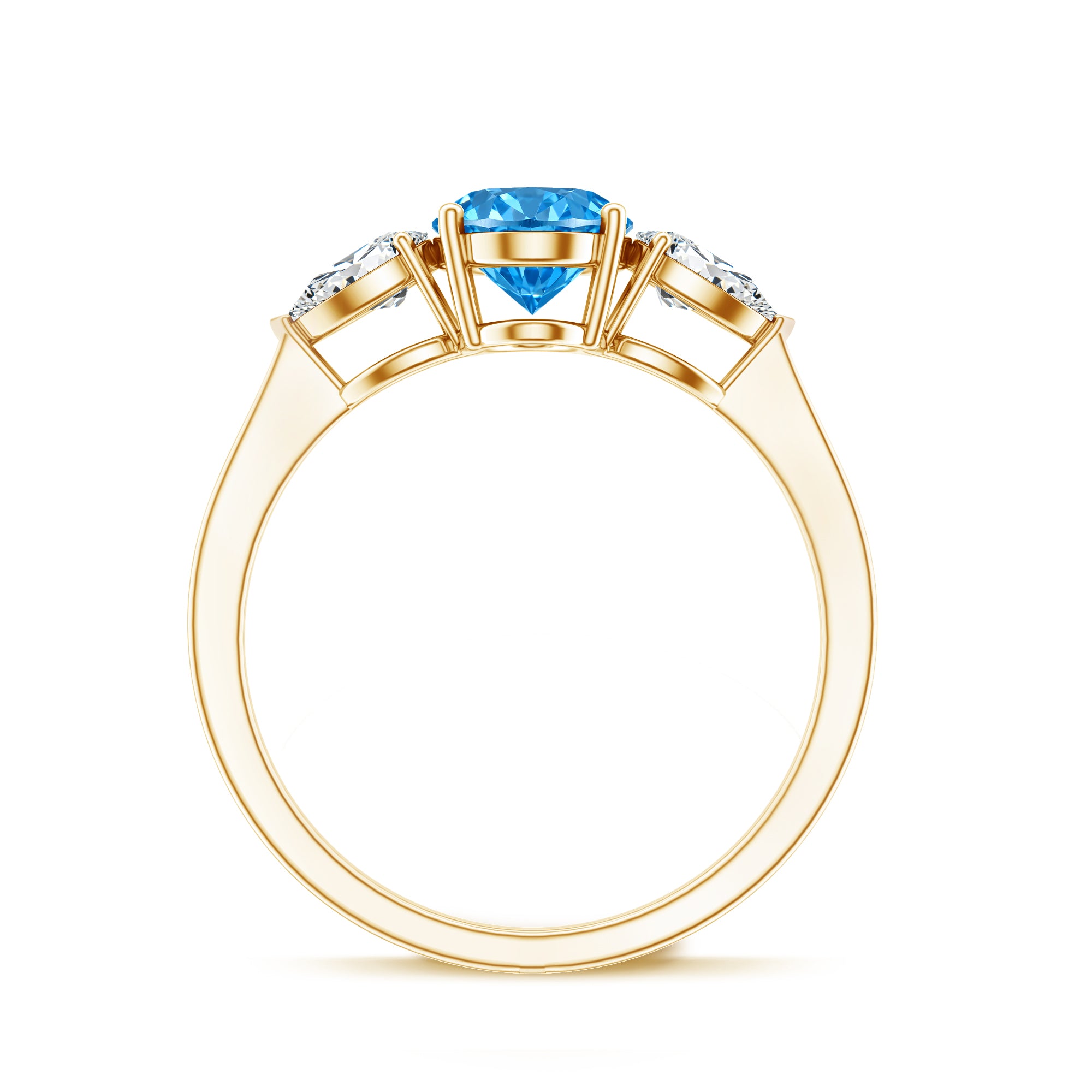 Rosec Jewels-IGI Certified 1 Carat Lab Grown Blue and White Diamond Three Stone Engagement Ring