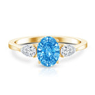 Rosec Jewels-IGI Certified 1 Carat Lab Grown Blue and White Diamond Three Stone Engagement Ring