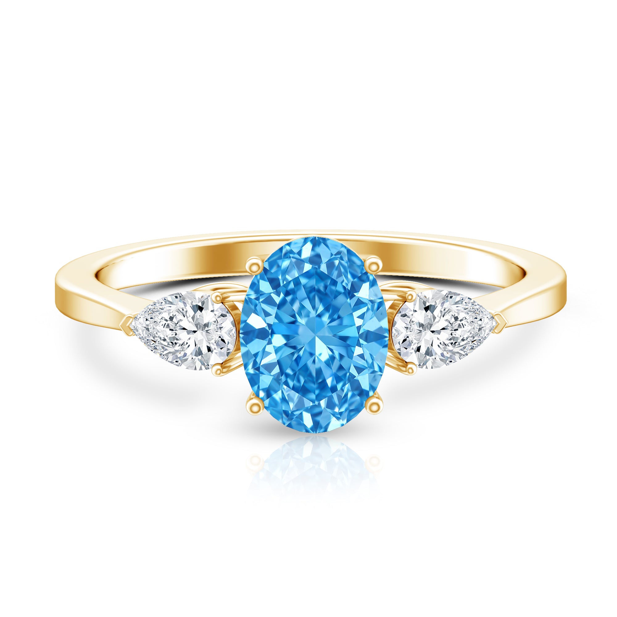 Rosec Jewels-IGI Certified 1 Carat Lab Grown Blue and White Diamond Three Stone Engagement Ring
