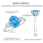 Rosec Jewels-IGI Certified 2 Carat Oval Lab Grown Blue Diamond Three Stone Engagement Ring