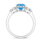 Rosec Jewels-IGI Certified 2 Carat Oval Lab Grown Blue Diamond Three Stone Engagement Ring