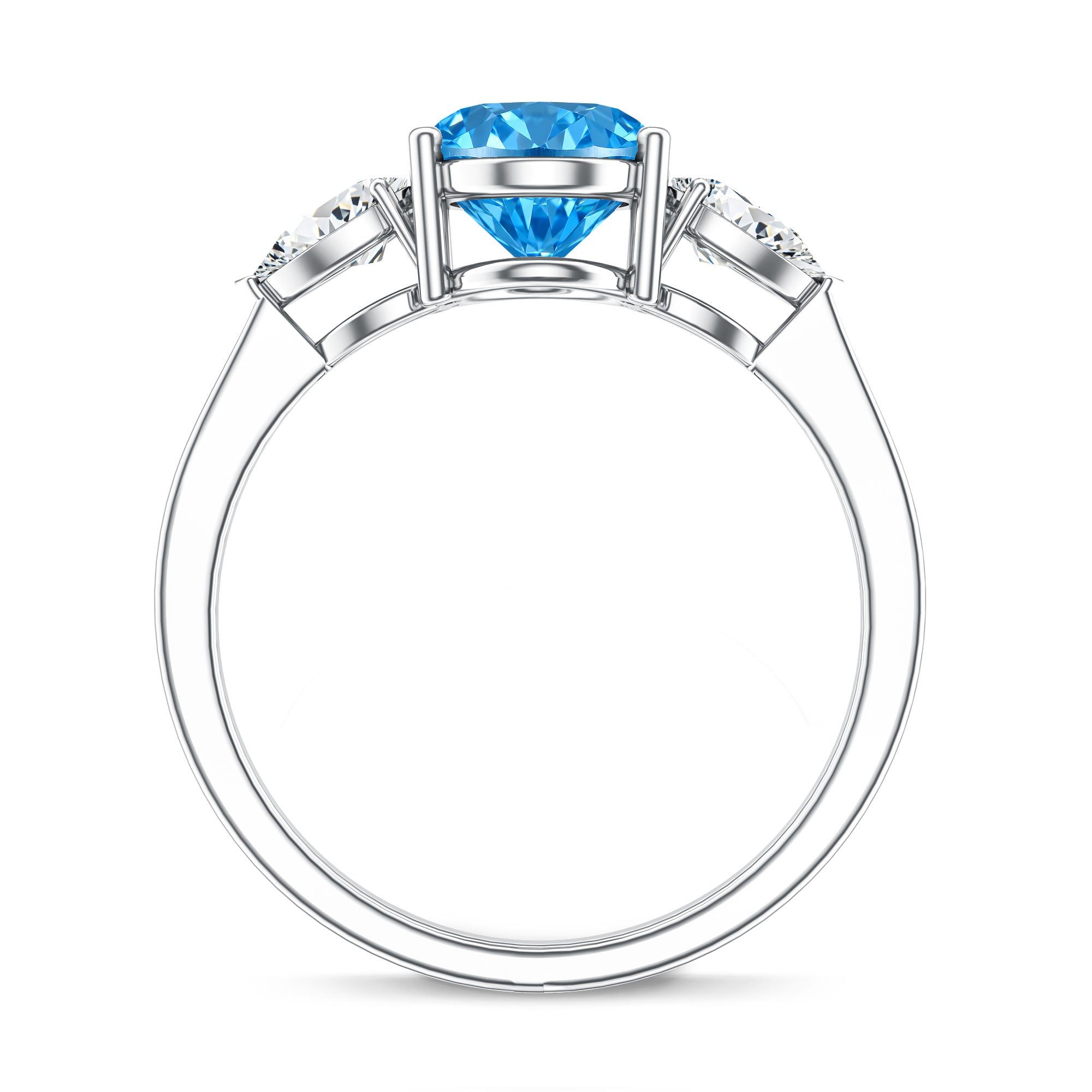 Rosec Jewels-IGI Certified 2 Carat Oval Lab Grown Blue Diamond Three Stone Engagement Ring