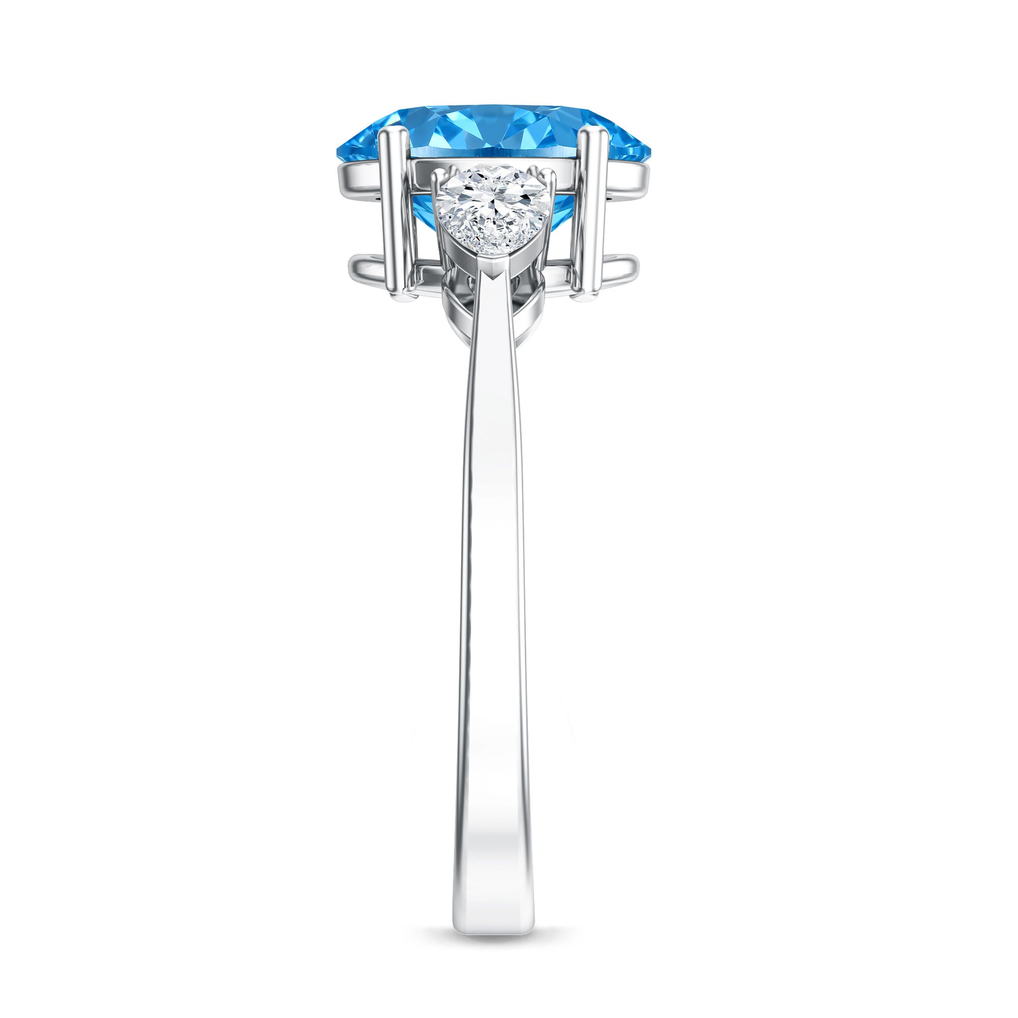 Rosec Jewels-IGI Certified 2 Carat Oval Lab Grown Blue Diamond Three Stone Engagement Ring