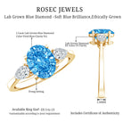 Rosec Jewels-IGI Certified 2 Carat Oval Lab Grown Blue Diamond Three Stone Engagement Ring