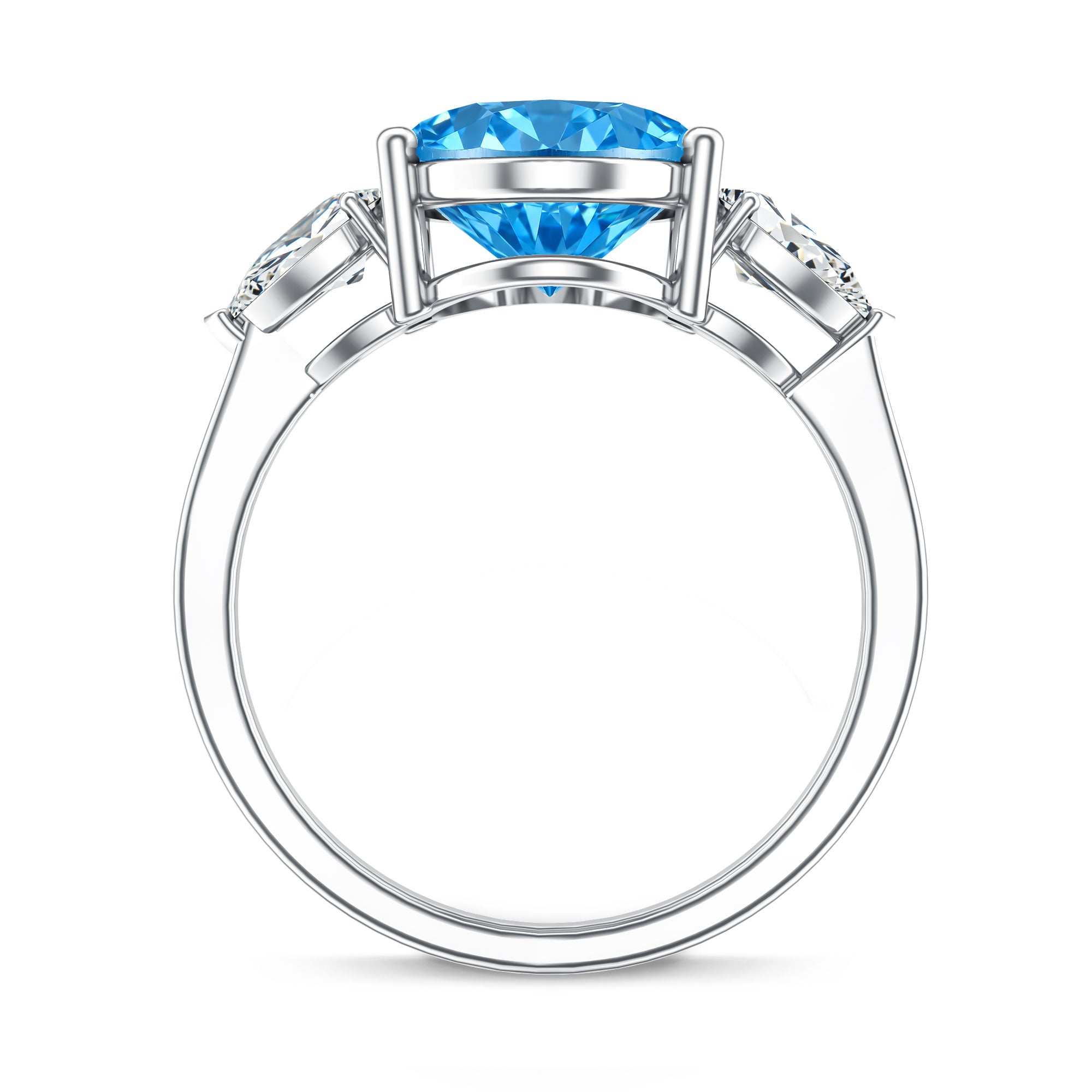 Rosec Jewels-IGI Certified 4 Carat Oval Shaped Lab Grown Blue Diamond Journey Ring