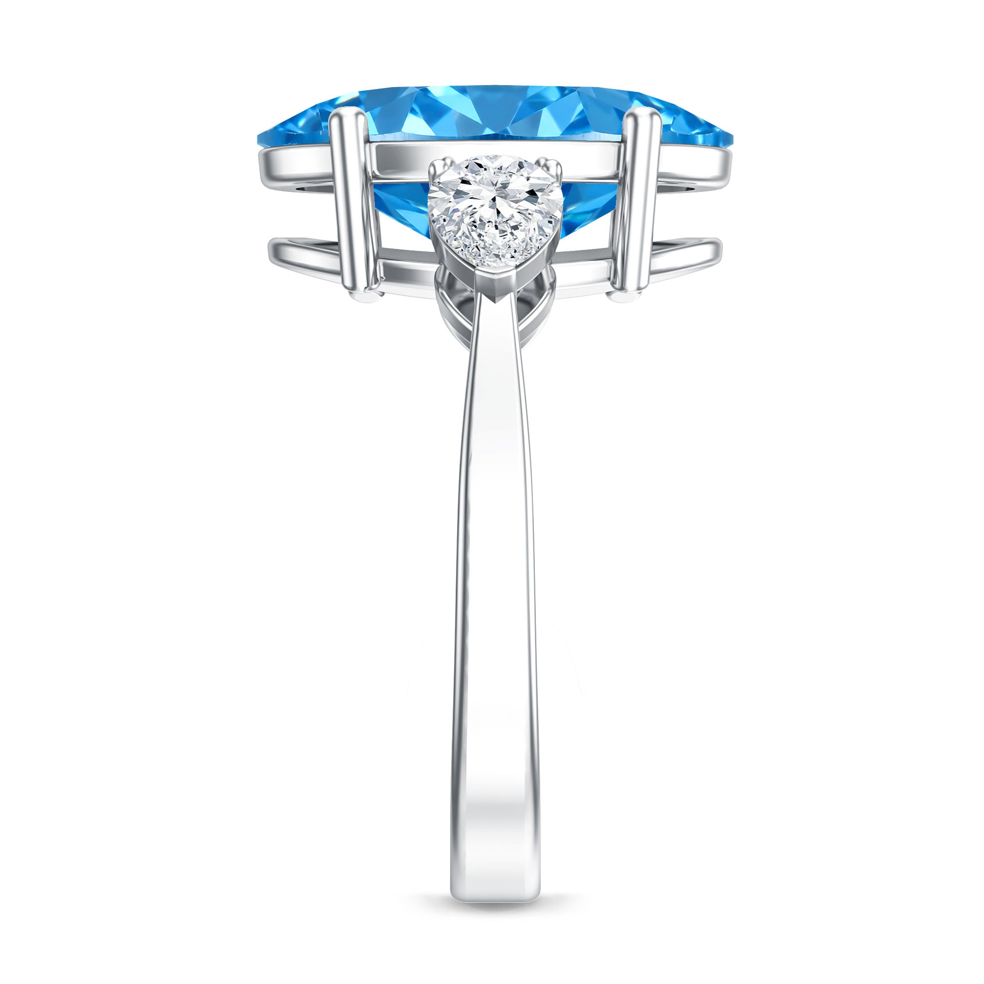 Rosec Jewels-IGI Certified 4 Carat Oval Shaped Lab Grown Blue Diamond Journey Ring