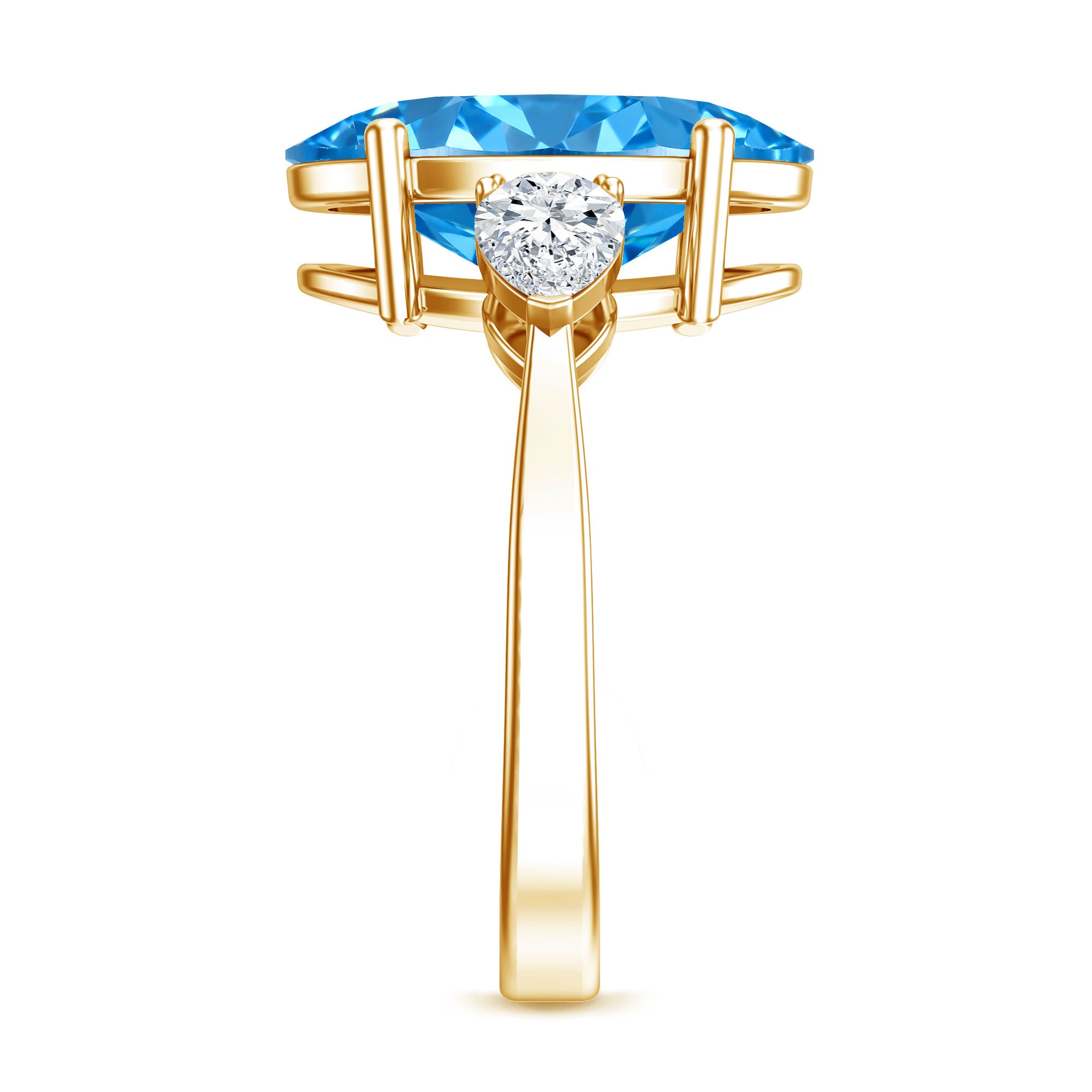Rosec Jewels-IGI Certified 4 Carat Oval Shaped Lab Grown Blue Diamond Journey Ring