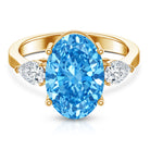 Rosec Jewels-IGI Certified 4 Carat Oval Shaped Lab Grown Blue Diamond Journey Ring