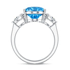 Rosec Jewels-IGI Certified Lab Grown Blue and White Diamond Triple Stone Engagement Ring 5 Carat