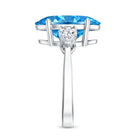 Rosec Jewels-IGI Certified Lab Grown Blue and White Diamond Triple Stone Engagement Ring 5 Carat