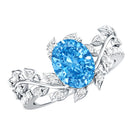 Rosec Jewels-Oval Shaped 1 Carat Lab Grown Blue Diamond Designer Engagement Ring IGI Certified