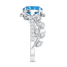 Rosec Jewels-Oval Shaped 1 Carat Lab Grown Blue Diamond Designer Engagement Ring IGI Certified