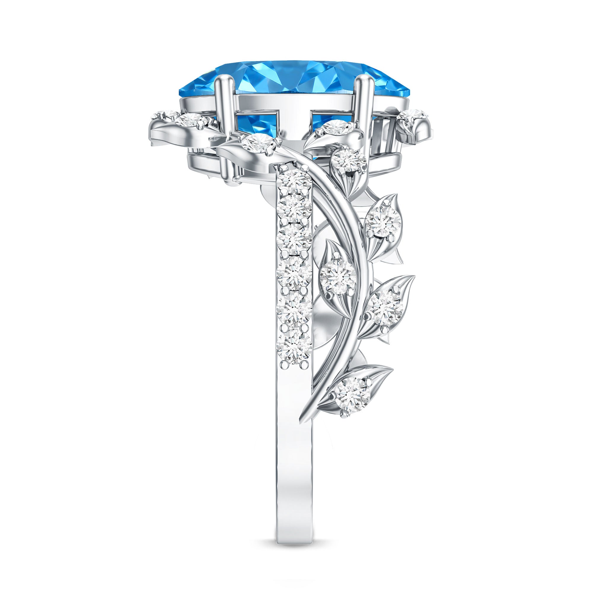 Rosec Jewels-IGI Certified 3 Carat Oval Shaped Lab Grown Blue Diamond Vine Engagement Ring