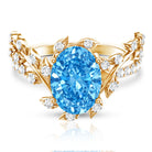 Rosec Jewels-IGI Certified 3 Carat Oval Shaped Lab Grown Blue Diamond Vine Engagement Ring