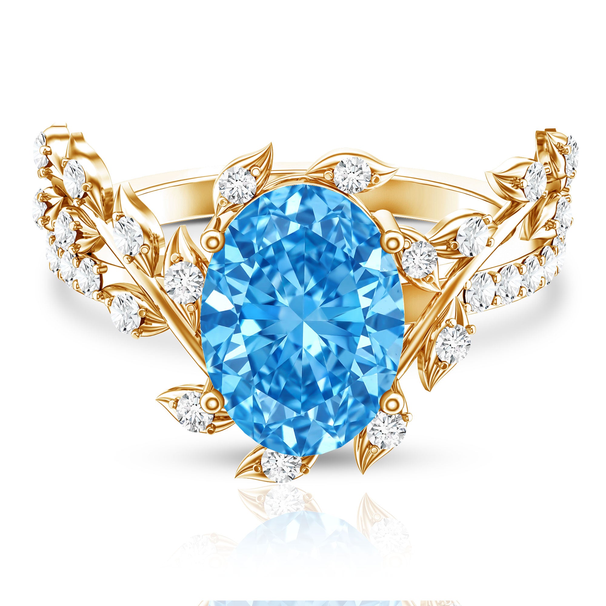 Rosec Jewels-IGI Certified 3 Carat Oval Shaped Lab Grown Blue Diamond Vine Engagement Ring