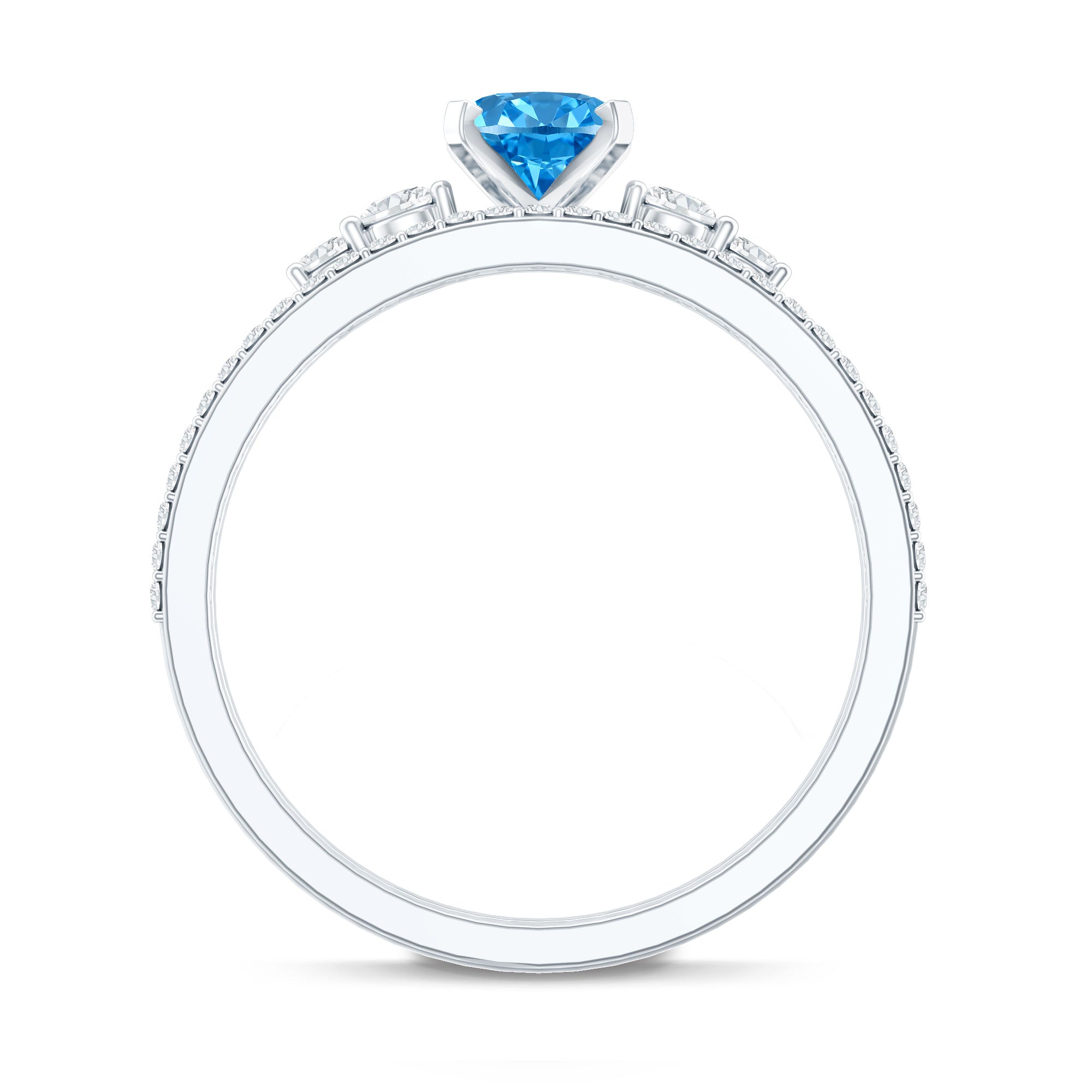 Rosec Jewels-IGI Certified 1 Carat Oval Lab Grown Blue and White Diamond Bridal Ring Set