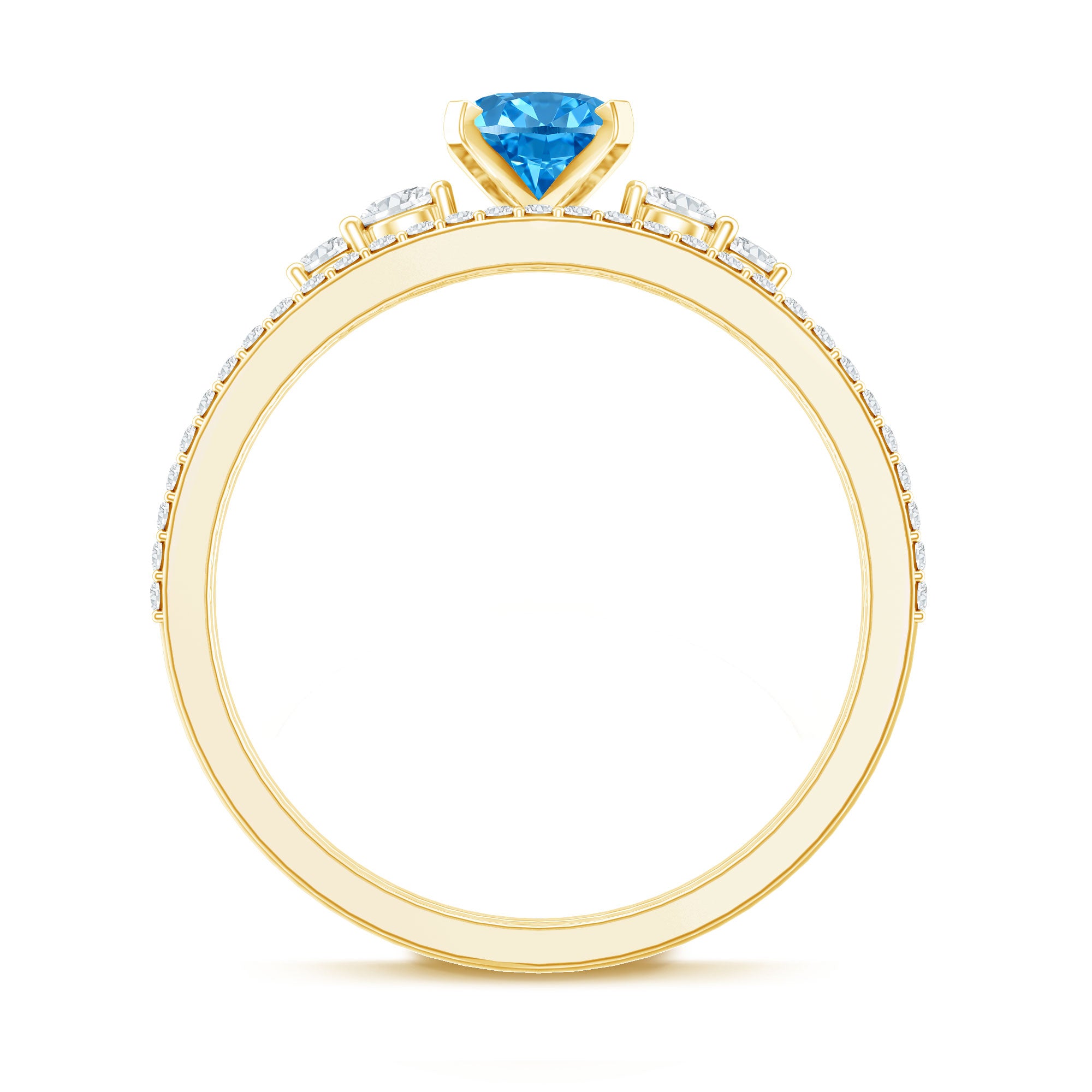 Rosec Jewels-IGI Certified 1 Carat Oval Lab Grown Blue and White Diamond Bridal Ring Set