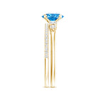 Rosec Jewels-IGI Certified 1 Carat Oval Lab Grown Blue and White Diamond Bridal Ring Set