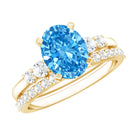 Rosec Jewels-2 Carat Lab Grown Blue Diamond Oval Wedding Ring Set with IGI Certified