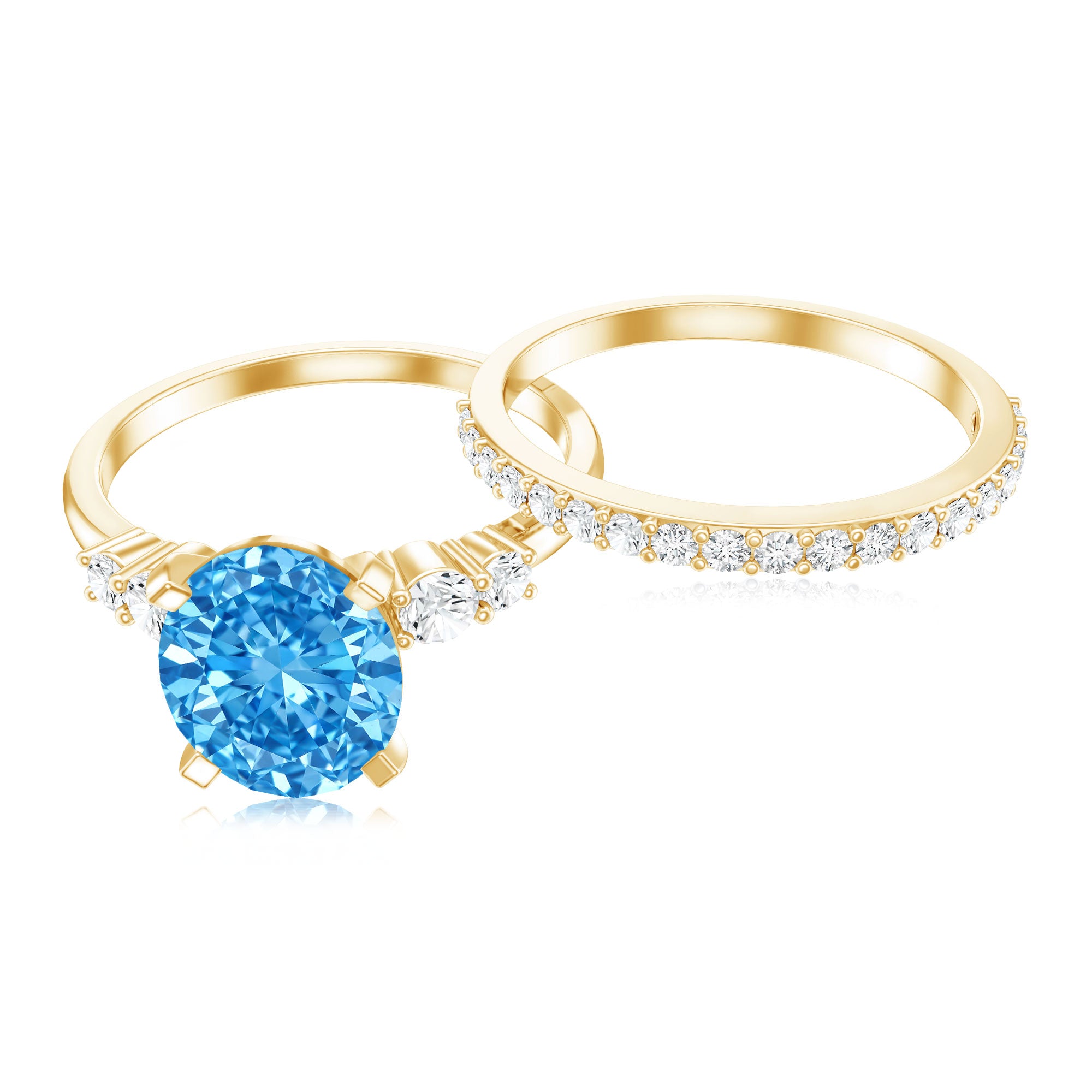 Rosec Jewels-2 Carat Lab Grown Blue Diamond Oval Wedding Ring Set with IGI Certified
