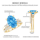 Rosec Jewels-3 Carat Oval Shaped Lab Grown Blue Diamond Wedding Ring Set with IGI Certificate