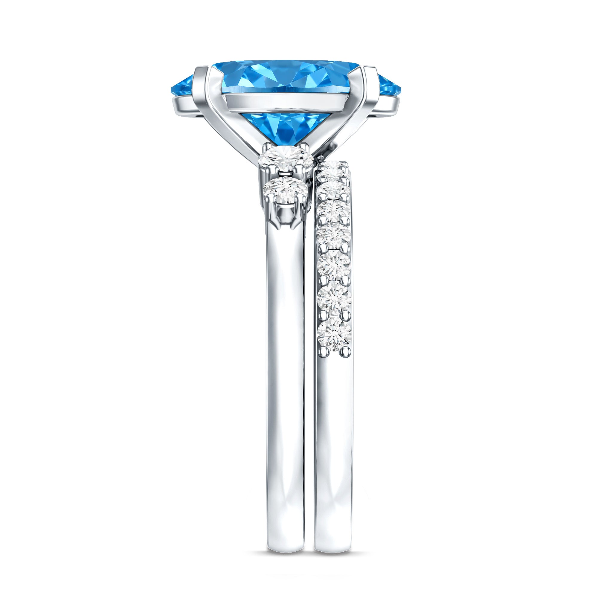 Rosec Jewels-IGI Certified 4 Carat Lab Grown Blue Diamond Oval Engagement Ring with Wedding Band