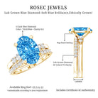 Rosec Jewels-IGI Certified 4 Carat Lab Grown Blue Diamond Oval Engagement Ring with Wedding Band