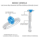 Rosec Jewels-1 Carat Oval Shaped Lab Grown Blue and White Diamond Wedding Ring Set IGI Certified
