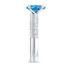 Rosec Jewels-1 Carat Oval Shaped Lab Grown Blue and White Diamond Wedding Ring Set IGI Certified